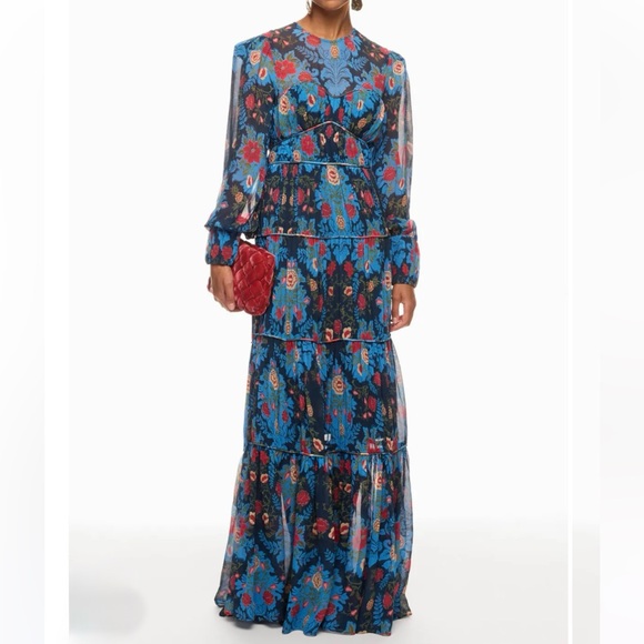 FARM Rio Arabesque Floral Gown Maxi dress long sleeve Small - Picture 1 of 11